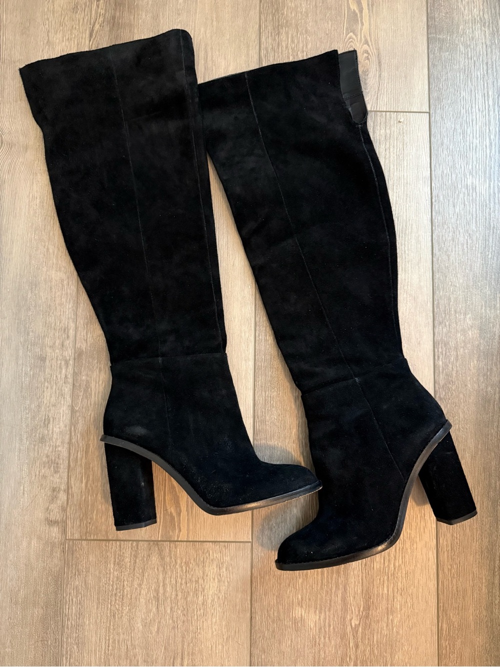Gianni Bini Black Suede Over-the-Knee Block Heel Boots
